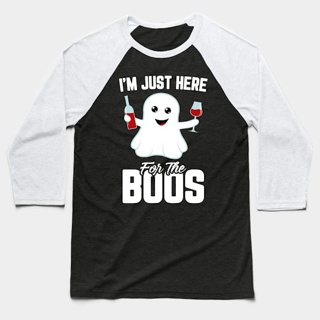 I'm Just Here For The Boos Adult Wine Funny Halloween Baseball T-Shirt by trendingoriginals